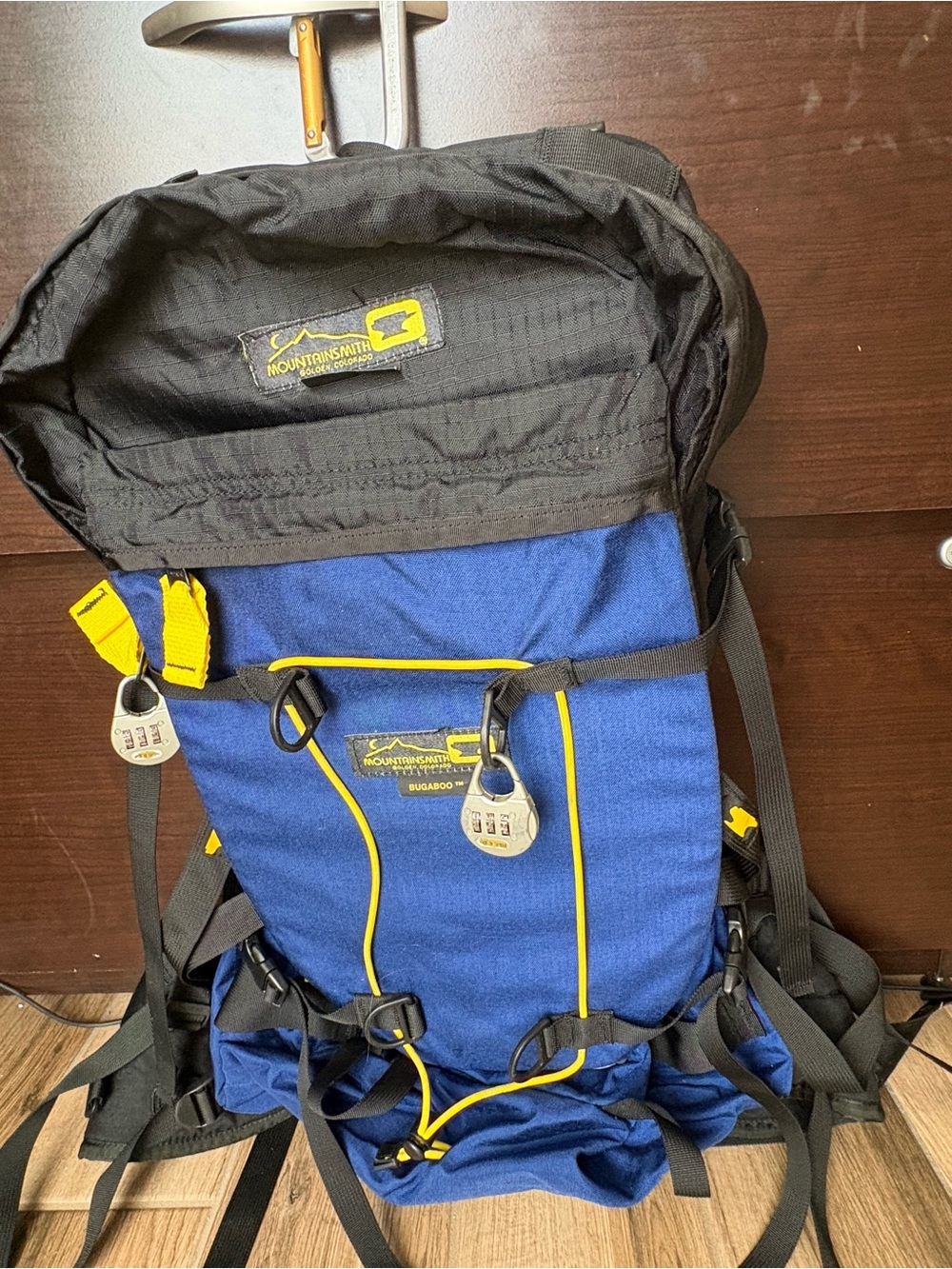 Mountainsmith Blue Hiking Backpack with Yellow Accents